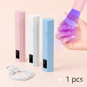 Rechargeable Portable Nail Curing Light, Handheld UV LED Gel Polish Dryer, Mini Type‑C Nail Lamp with Time Display, 20s/60s Fast Curing Nail Tool for Home Salon, Blue/Pink/White