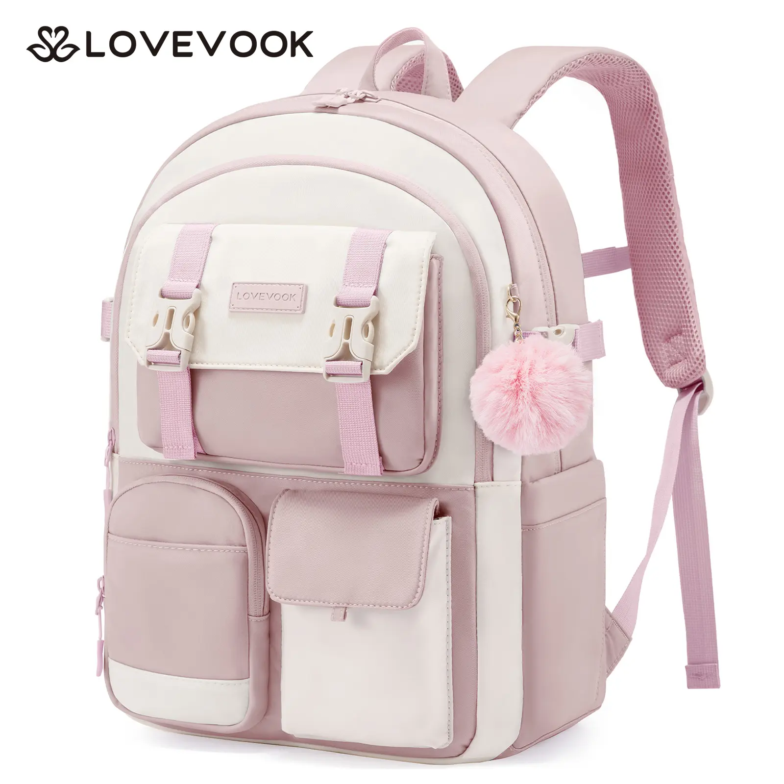 LOVEVOOK TikTokShopBackToSchool School Backpack for Teen Girls, Student Backpack Purse for 8-16 Teenage, Cute Kid Bookbag with Large Cup Holder, Back to School Backpacks Fit 15.6 Inch Laptop, Large College Travel Bag Gift