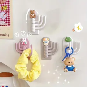 No-Drill Adhesive Wall Hook – Cute Animal Key Holder for Dorm, College, Home – Durable Plastic Cartoon Decor with Bear, Little Frog, Rabbit, Starfish Designs – Space-Saving Key, Hat, Bag Organizer – Wall-Mounted Key Rack, Funky Design, Utility Hooks