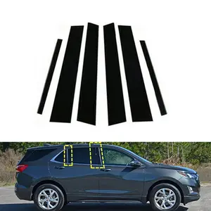 For Chevrolet Equinox 2018-2023, 6pcs Black Pillar Posts Window Door Side Trim Decal Cover Stickers, Sticker Decals