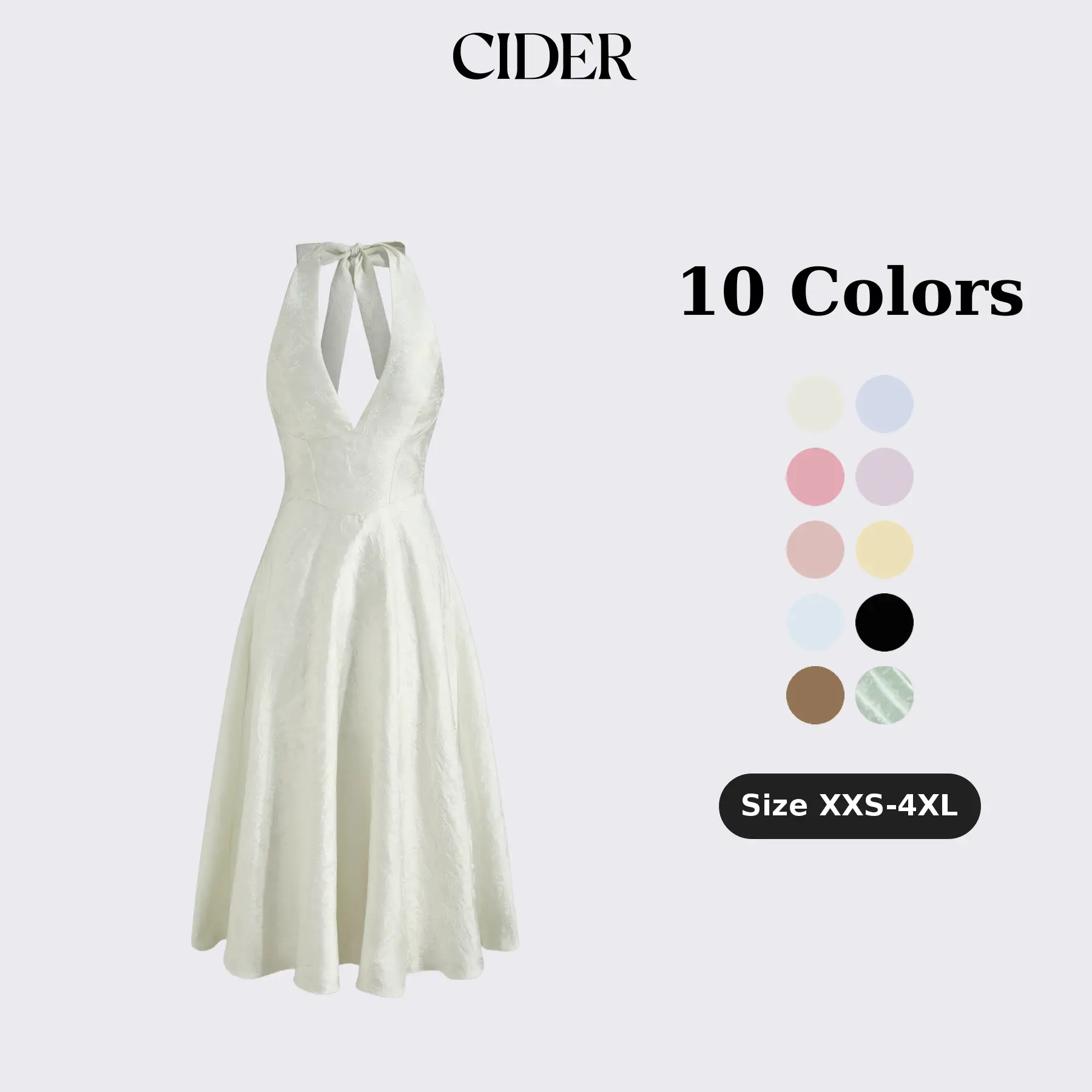 Cider Jacquard Halter Neckline Floral Lace Up Maxi Dress