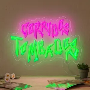 Corridos Tumbados Neon Sign Mexican Music Neon Light Dimmable for Wall Decor  Hip-Hop Music Gifts for Bar Live Vocal Recital Concert Classroom Man Cave