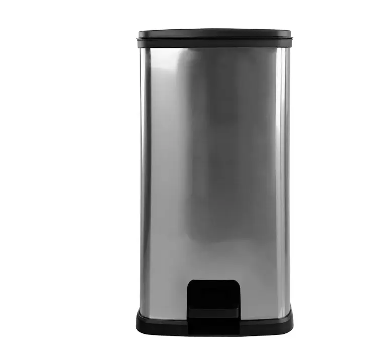 Step-On Kitchen Trash Can with Lid 13.2 Gallon Plastic Garbage Bin Silver Color Modern Design