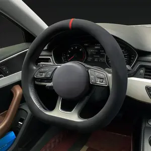 Non-Slip Car Steering Wheel Protector, Universal Four-Season Decorative Car Interior Accessory ,Nappa Leather 15Inch 5D Premium Steering Wheel Cover ,Quick Turn Non-Slip Breathable Ultra-Thin Universal Grip Cover,Car Accessories,Must-Have Car Essential