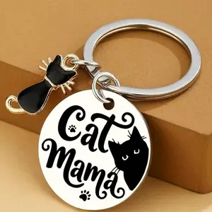 1Pc Cat Mom Gifts For Women Birthday Unique Black Cats Lover Gift For Women Girls Funny Halloween Cat Lady Keychain Gift Best Black Cats Mom Gifts For Mothers Day Christmas Halloween Birthday