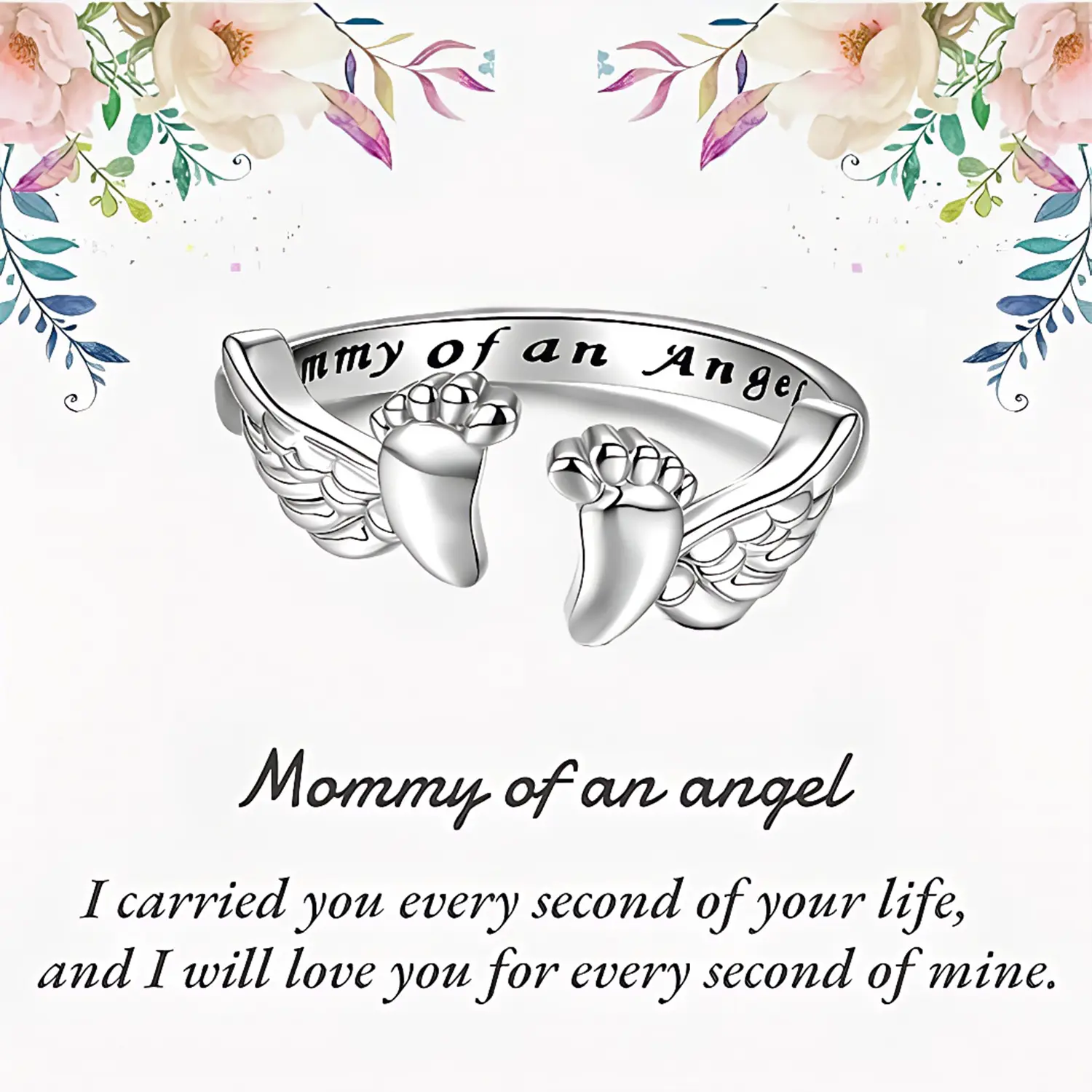 Adjustable Letter & Wing Design Cuff Ring, Fashionable Jewelry for Women, Elegant All-match Fashion Accessories for Daily Wear, Personalized Angel Ring, Engraved Ring