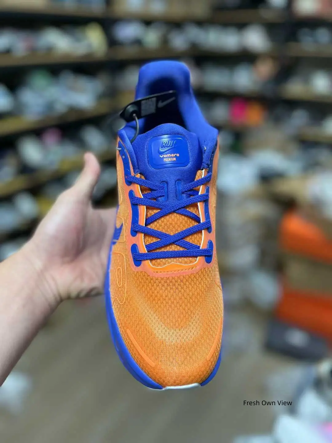 Orange Blue Mesh Running Shoes Unisex Double Air Cushion Platform Sneakers Breathable Shock Absorb Non Slip Athletic Jogging Walking Trainers#UnisexRunningShoes #AirCushionSneakers #PlatformSneakers