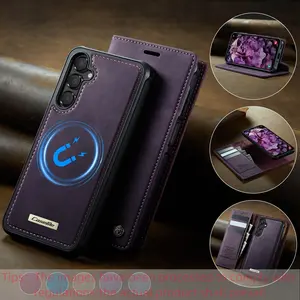 Detachable Wallet Case for Galaxy A16/a17/a15/a14/a13 & A52/a53/a54/a55/a56/a57/a35 5g, Card Slot, 2-In-1 Flip Cover, Magnetic Wireless Charger Stand