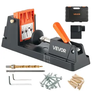 VEVOR Pocket Hole Jig Kit, Summervibes,Summervibes, 1/2" to 1-1/2" Adjustable, Lightweight Jig Pocket Hole System with Dust Collection Adapter, Detachable Guide Block, Drill Bit, Stop Collar, Easy Adjusting, for Woodworking