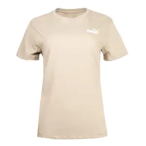 PUMA Womens Essentials Logo Crew Neck Short Sleeve Casual Tops Casual - Beige