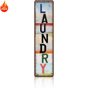 Laundry Room Aluminum Sign 10x40cm Vintage Wall Decor for Home Laundry Area