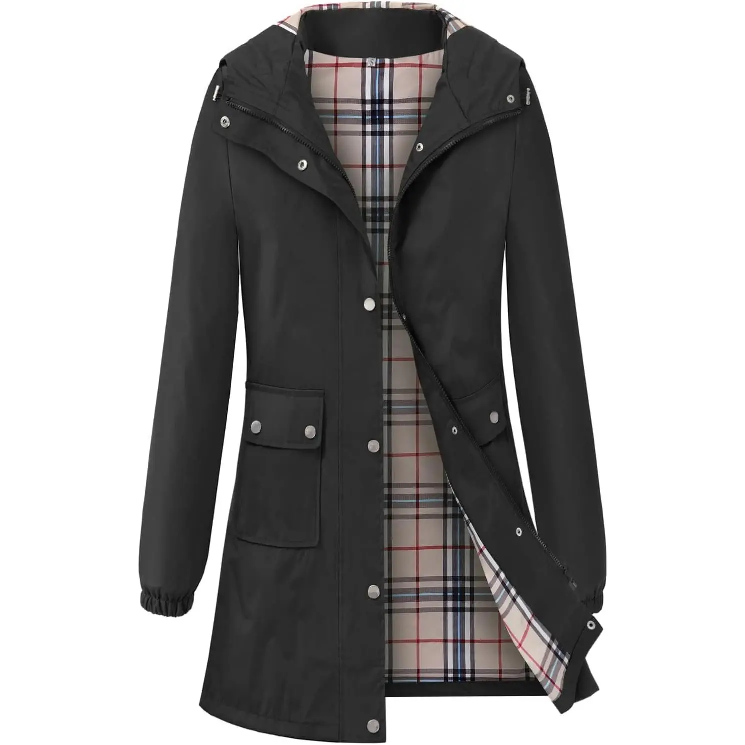 Rain Coat for Women Waterproof with Hood Lightweight Women's Rain Jacket Outdoor Trench Windbreaker Long Raincoats