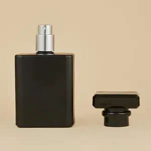 Lightweight Glass Spray Bottle, Empty Perfume Bottle with Square Lid, Cosmetic Dispensing Bottle for Women & Men