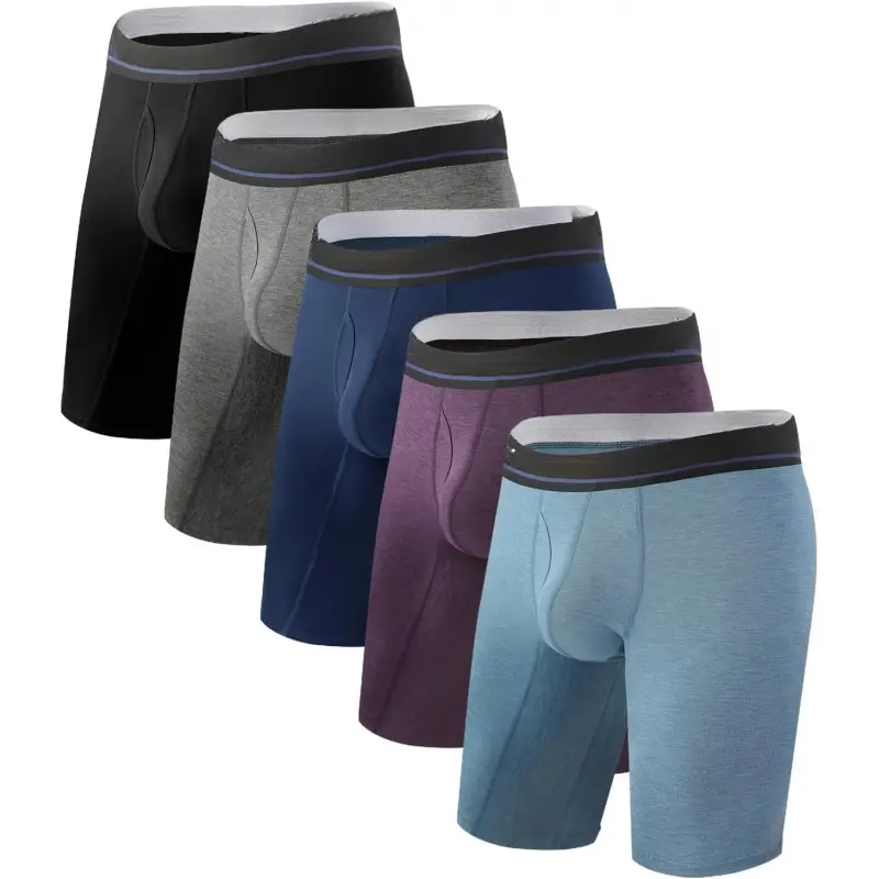 Men's Long Boxer Briefs Performance Long Leg Sports Boxer Brief Underwear MultiPack