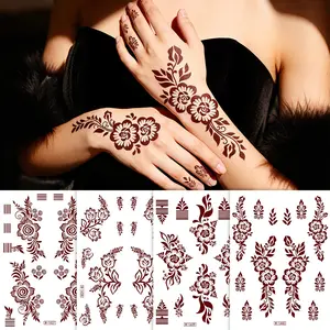 4pcs Exotic Henna Style Temporary Tattoos, Tattoo Stickers, Floral Patterns, Waterproof & Long-Lasting, Easy Application, Perfect for Parties & Daily Use