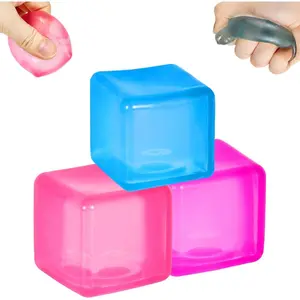 3Pack Ice Cube Stress Ball,Medium Cube 5cm(1.98") Fidget Toys,Squishy Cube for Anxiety Relief Stress Reliever,Stress Relief Toys for Adults Kids Children Teens