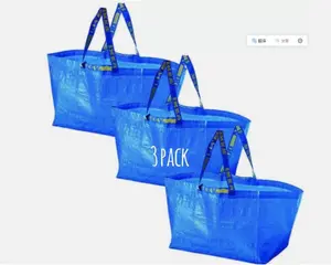 Shopping Bag Blue Large - 19 Gallons - Sturdy Laundry Grocery - 3 Pack !