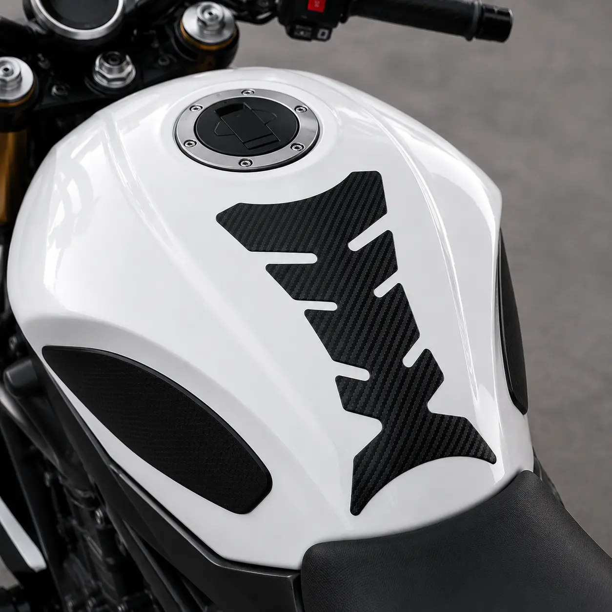 1pc Carbon Fiber Protective Motorcycle Tank Pad - Universal Racing Sticker Decal Compatible with Honda, Suzuki, Yamaha, Kawasaki, KTM, Hayabusa