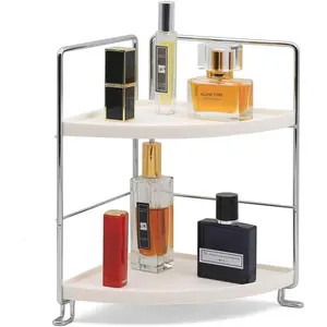 2-Tier Bathroom Countertop Organizer -  Tray  & Makeup Storage- Kitchen  Rack Standing Shelf - Corner Storage Shelf,