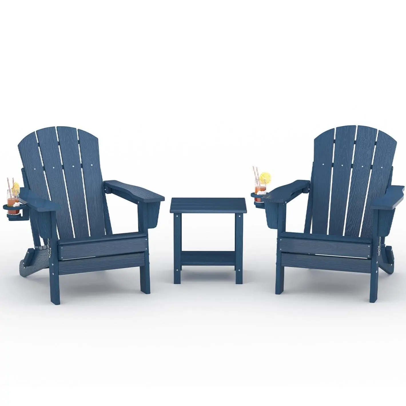  navy blue 2 chairs + 1 side table