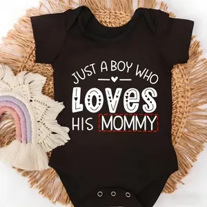 Just A Boy Who Loves His Mommy Funny Baby Bodysuit, Cute Mom Newborn Romper, Mother's Day Baby Shower Gift for Boy