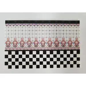 Dollhouse HALF SCALE Wall Tiles Embossed Black & White 1:24 Scale World Model