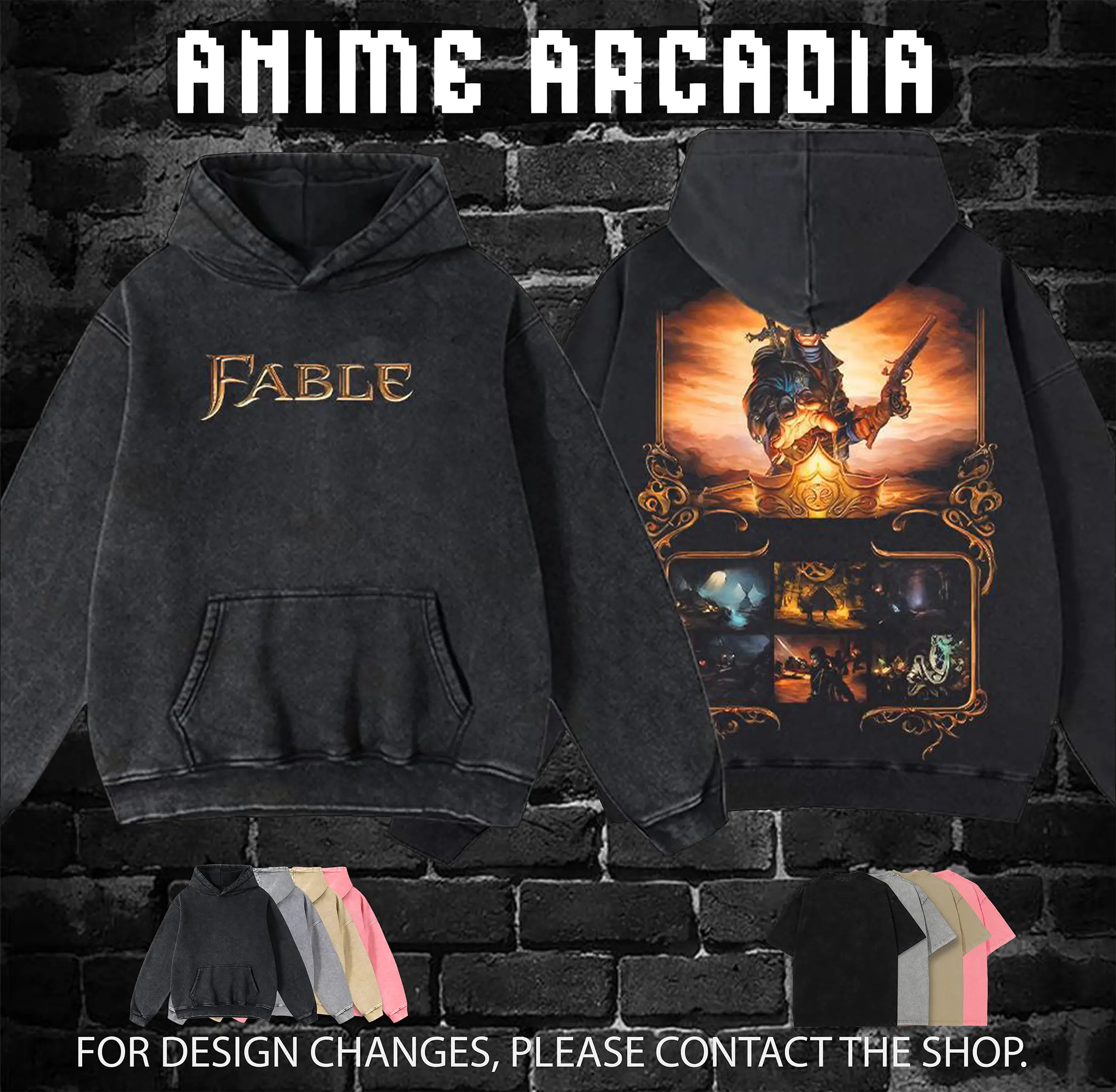 Anime Arcadia Fable III Hoodie 100% Premium Cotton Oversized Fit Pre-Washed Unisex Classic Top American Made 230gsm Heavyweight Fabric - Menswear