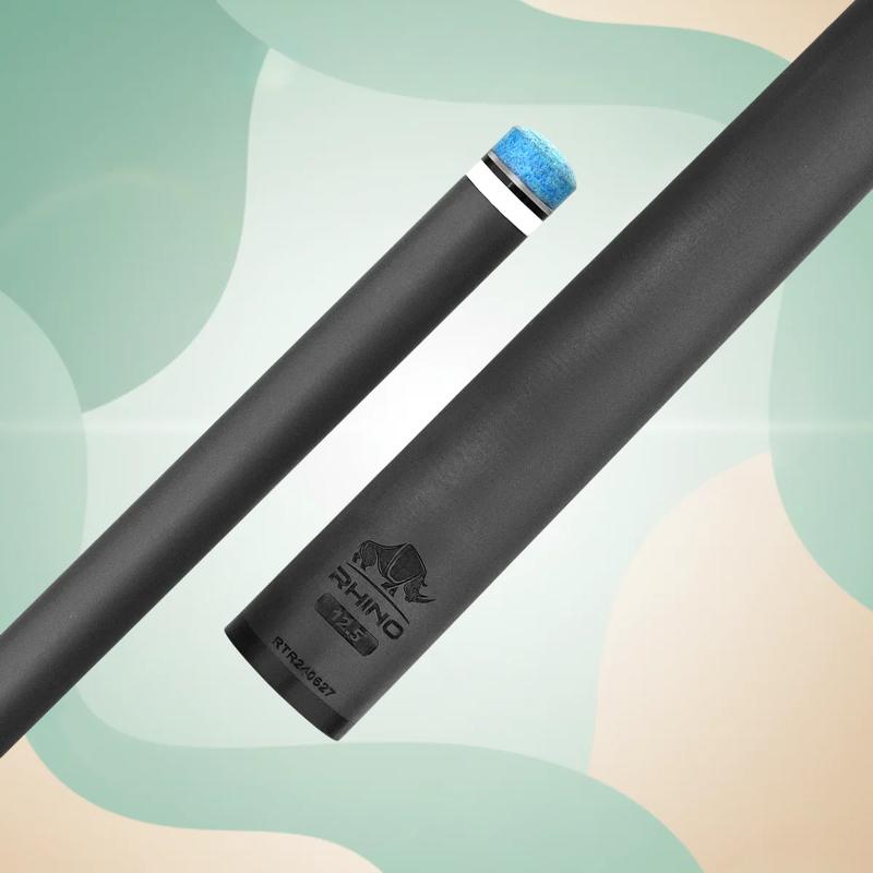 Rhino RETRO Snakewood-Inspired Wrapless Carbon Fiber Pool Cue with Time Crystal Tip, Pro Taper Shaft, Stainless 3/8-8 Joint, Weight-Adjustable