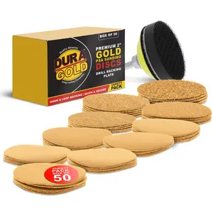 Variety Grit Pack - 2" Gold Hook & Loop Sanding Discs for DA Sanders - Box of 50