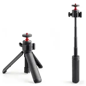 Extendable Camera Tripod with 360° Rotating Ball Head, Multi-Function Selfie Stick, Four-Level Adjustment, Cold Shoe Mount, Abs Material, Tech Accessories