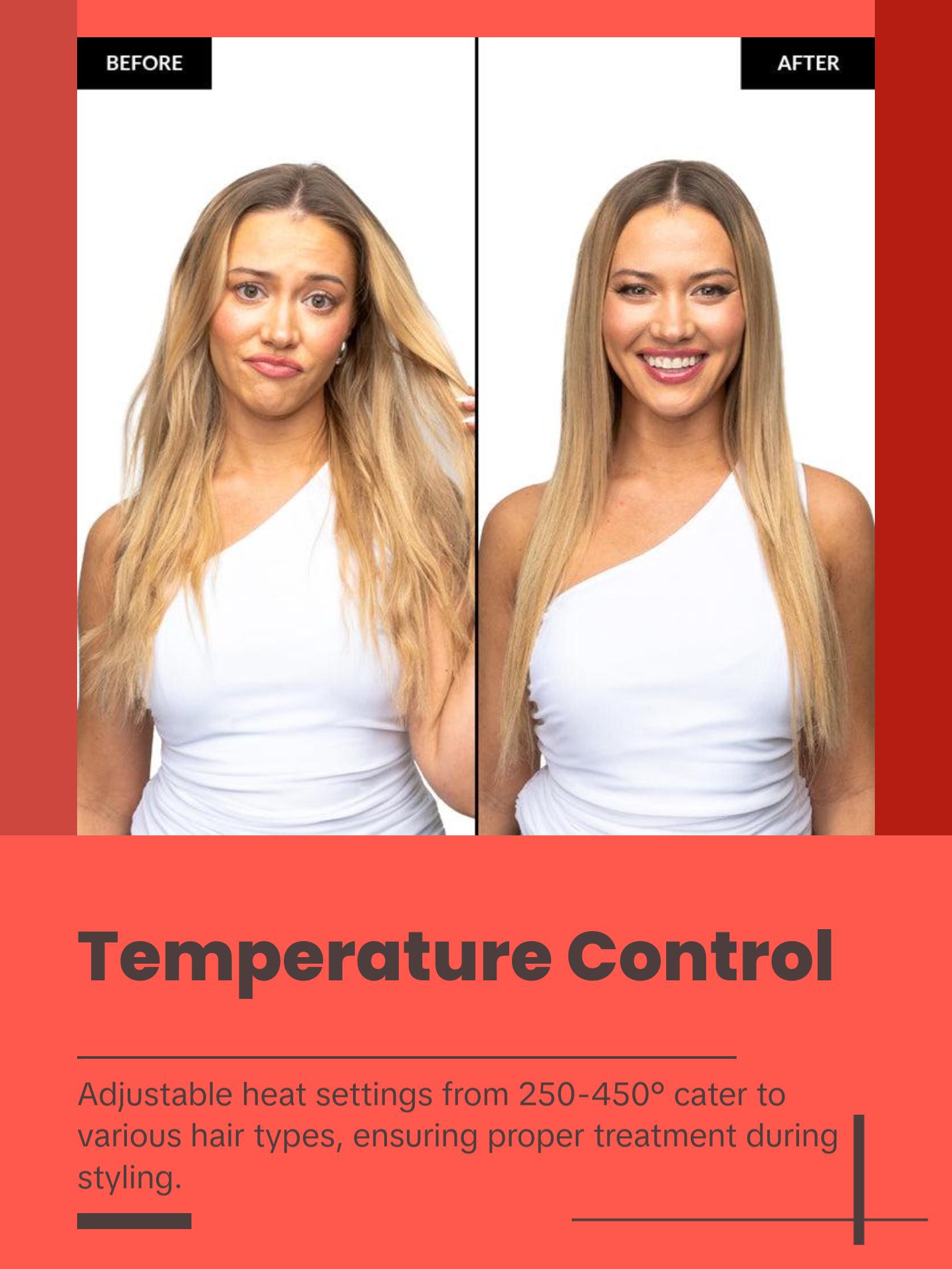 FoxyBae Sleek & Slay 1.75" Wide Plate Ceramic Flat Iron – Professional Hair Straightener – Frizz Control, Fast Heating, Dual Voltage – Blush