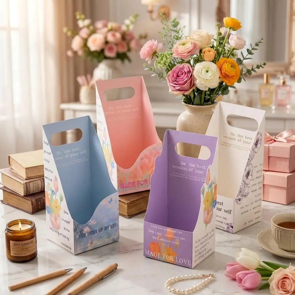 4pcs Flower Packaging Box Gift Box Design Gift Packaging Boxes for Wrapping Gifts Florist Professional Bouquet Wrapping Material Gift Wrapping Supplies, Gift Wrapped for Birthday Valentine's Day Mother's Day Anniversary