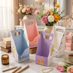 4pcs Flower Packaging Box Gift Box Florist Professional Bouquet Wrapping Material for Birthday Valentine's Day Mother's Day Father's Day Halloween Party Anniversary