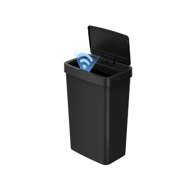 Mainstays Kitchen Automatic Trash Can, 13.2 Gallon Plastic Motion Sensor Garbage Bin, Black