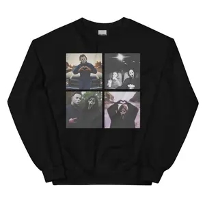 Funny Horror Movie Hoodie: Michael Myers & Ghostface Meme - Spooky Pink Sweatshirt