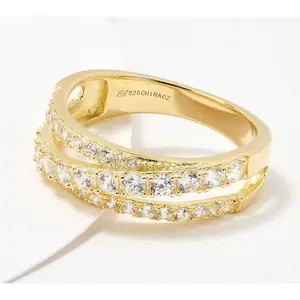 Diamonique Classics Round Cut Band Ring, Sterling Silver