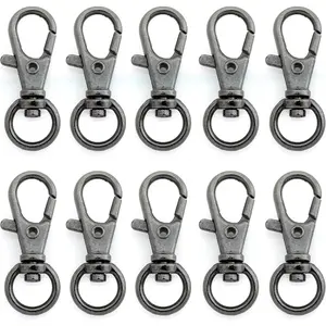 50 count Swivel Clasps Lanyard Clips Snap Hook Metal Lobster Claw Clasp PLTN (Gunmetal)