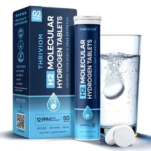 H2 Molecular Hydrogen Water Tablets (12 PPM) Supports Brain Health, Mental Clarity, Energy & Muscle Recovery – Non-GMO & Gluten-Free (60 Counts)