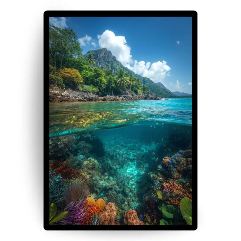 Coral Oasis Poster – Tropical Underwater Wall Art, Vibrant Ocean Reef Print, Exotic Paradise Nature Decor, Beach Coral Print, Summer Vibe