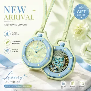New Collaboration Mechanical Watch Necklace, Ceramic Bezel Pendant Watch, Luxury Unisex Gift, Trending Fashion Accessory