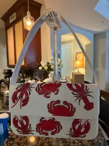 Trending Beaded Bag and Resort Collection - Beaded Red Lobster Crab Shoulder Bag