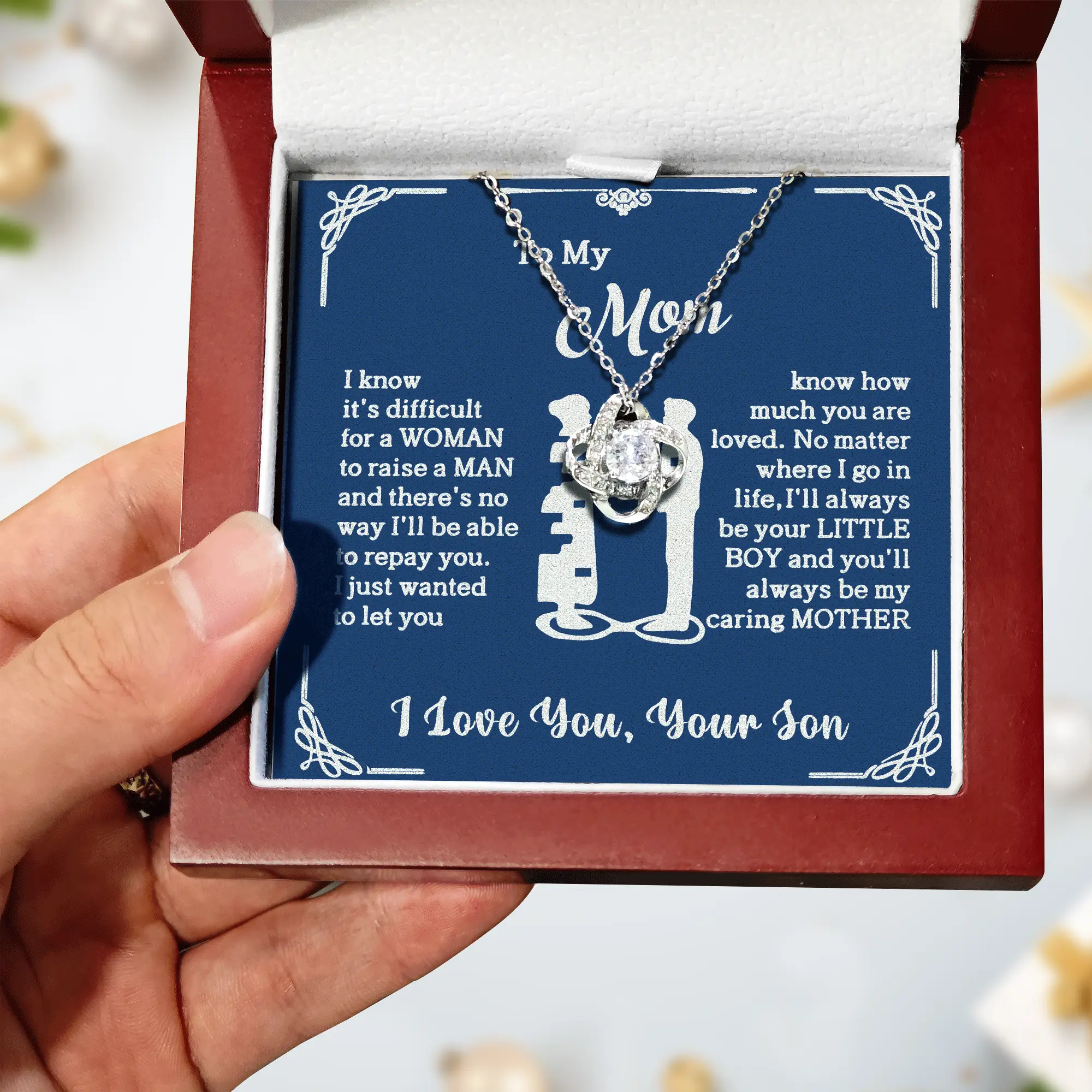【Mother's Day Special Deal】Silver Love Knot Decor Short Clavicle Chain Necklace, Hypoallergenic Jewelry - Mom Gift, Gifts for Mother's Day, Meaningful Christmas Present