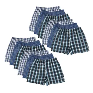 12 Pack Men's Boxer Shorts Random Mixed Color Pack Woven Relaxed Fit Boxers for Men Soft Breathable High quality Underwear with Elastic Waist Menswear