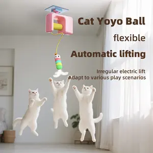 Rechargeable Automatic Cat Toy, Interactive Hanging Ball with Artificial Feathers, Indoor/outdoor Entertainment for Cats
