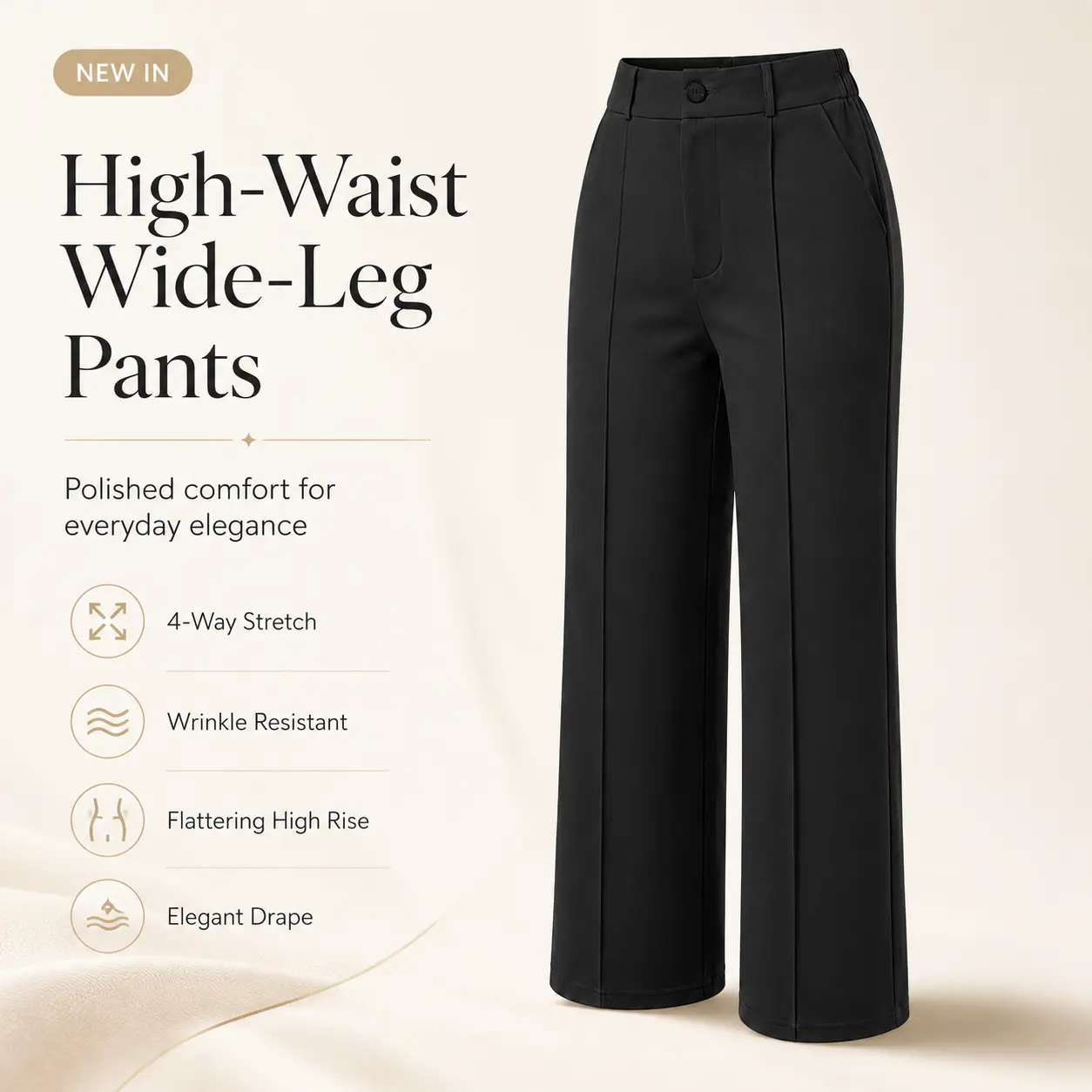 AVAMO Women's High-Waisted Stretchy Straight Leg Work Pants - Business Casual, Effortless, Elegant Pocket Pants for Office Use, Work Pants Women Classic Slim Fit Bottom