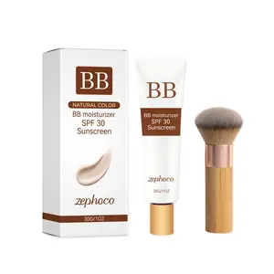 Moisturizing Protective Bb Cream, Hydrating Concealer Lightweight Foundation, Natural Fit Soft Matte Makeup, Long-Lasting Clear Base Bb Powder Liquid