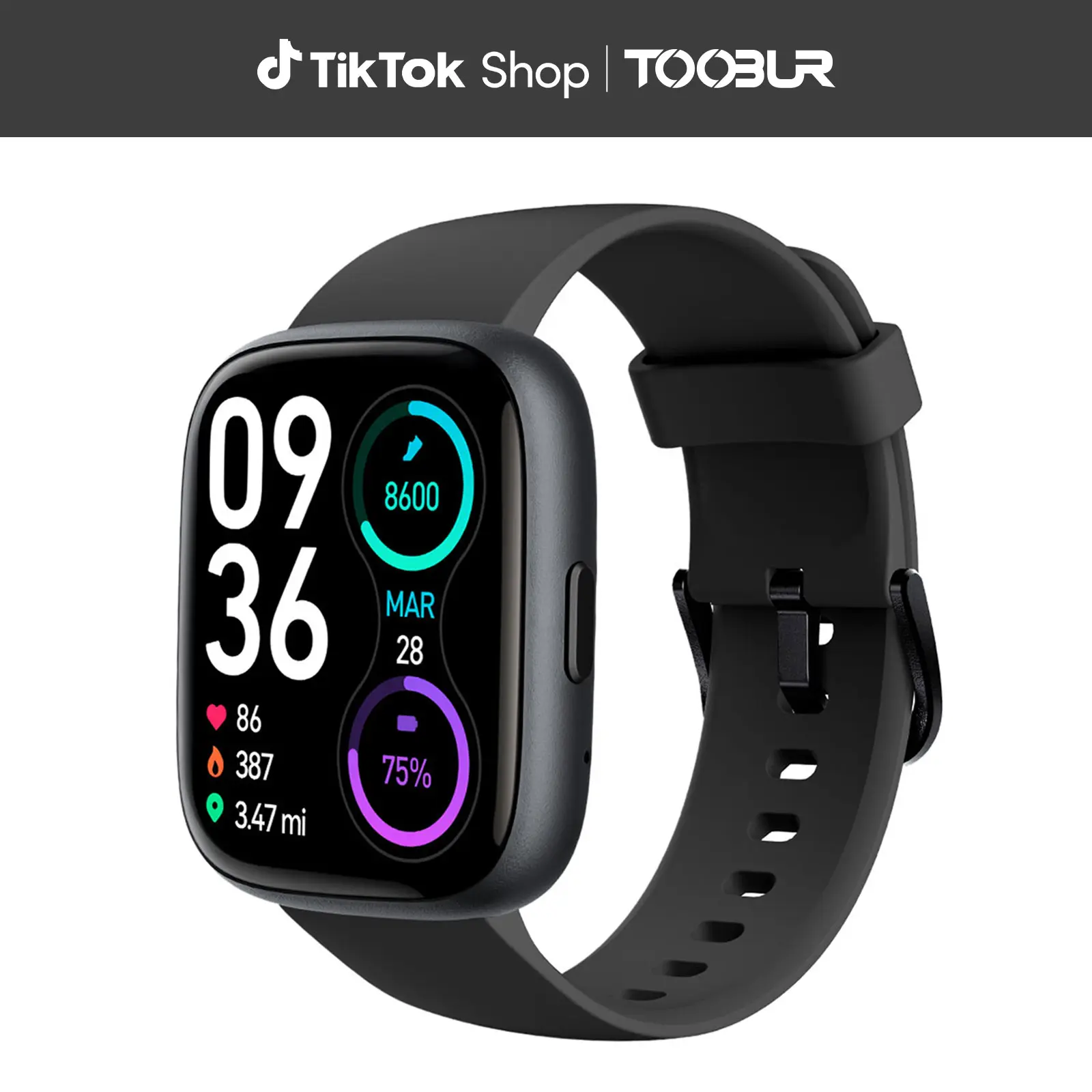TOOBUR Smart Watch Compatible iOS Android Smart Voice Assistant with BT Answer/Make Calls Sleep Tracking IP68 Waterproof Step Calorie ActivityTracker 100 Sports Fitness Tracker Smartwatch for Men Women Wearable, Wristwatch, Devices, Silicone, Bluetooth, W
