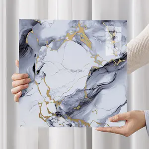 36-Piece Marble Look Self-Stick Tiles, Waterproof Oilproof Anti-Grease Wall Decor Stickers, Easy Peel & Stick 3D Luxury Finish