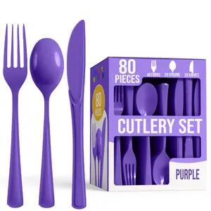 Heavy Duty Purple Cutlery Combo - 7.5 in. - 80 Count