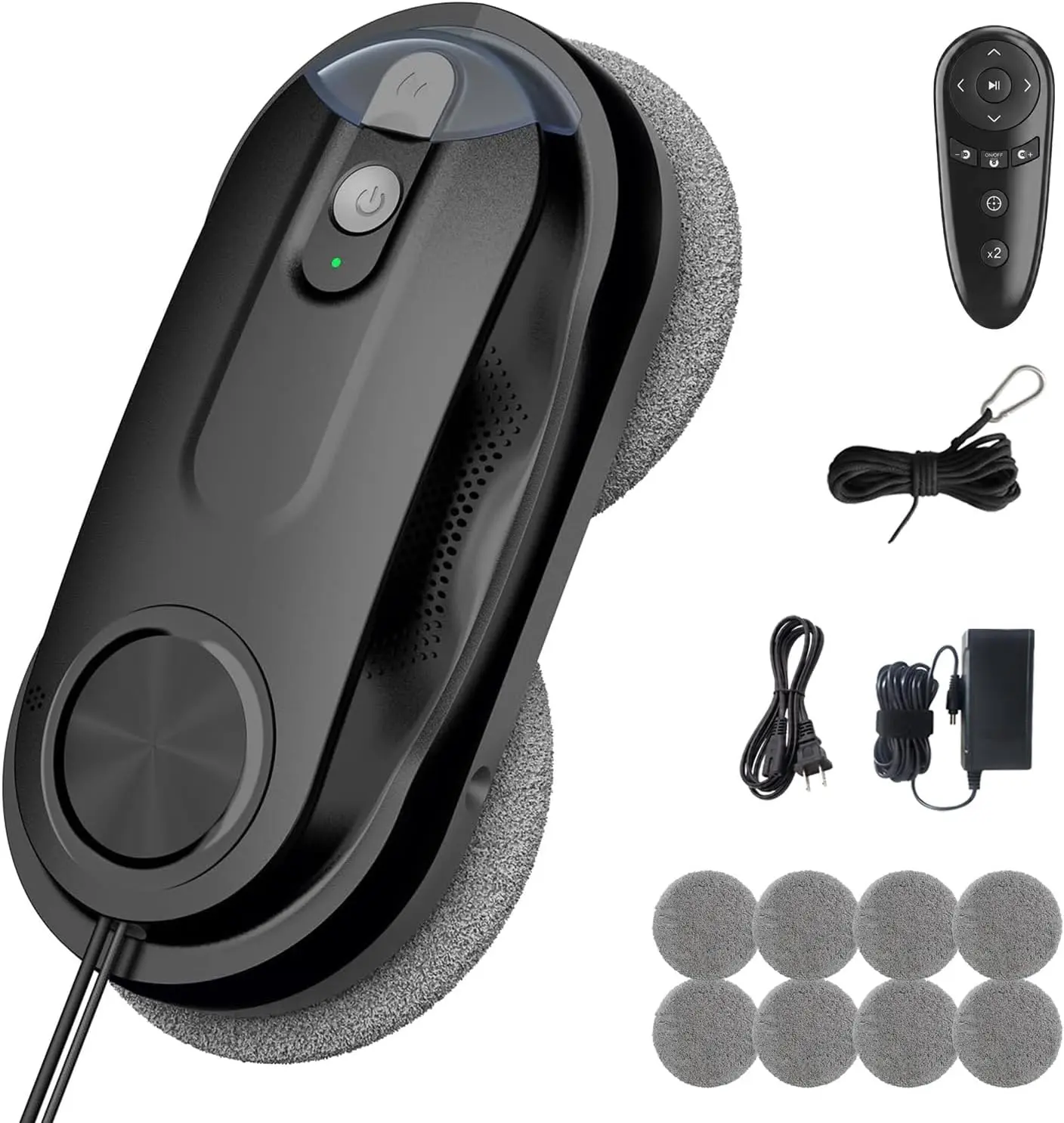 Window Cleaning Robot with Dual Spray for High-Rise Windows,Black | Automatic,Max 3200Pa, 3 Cleaning Modes & Edge Detection, Remote Control,2 Pre-Installed 8 Replacement Cloths